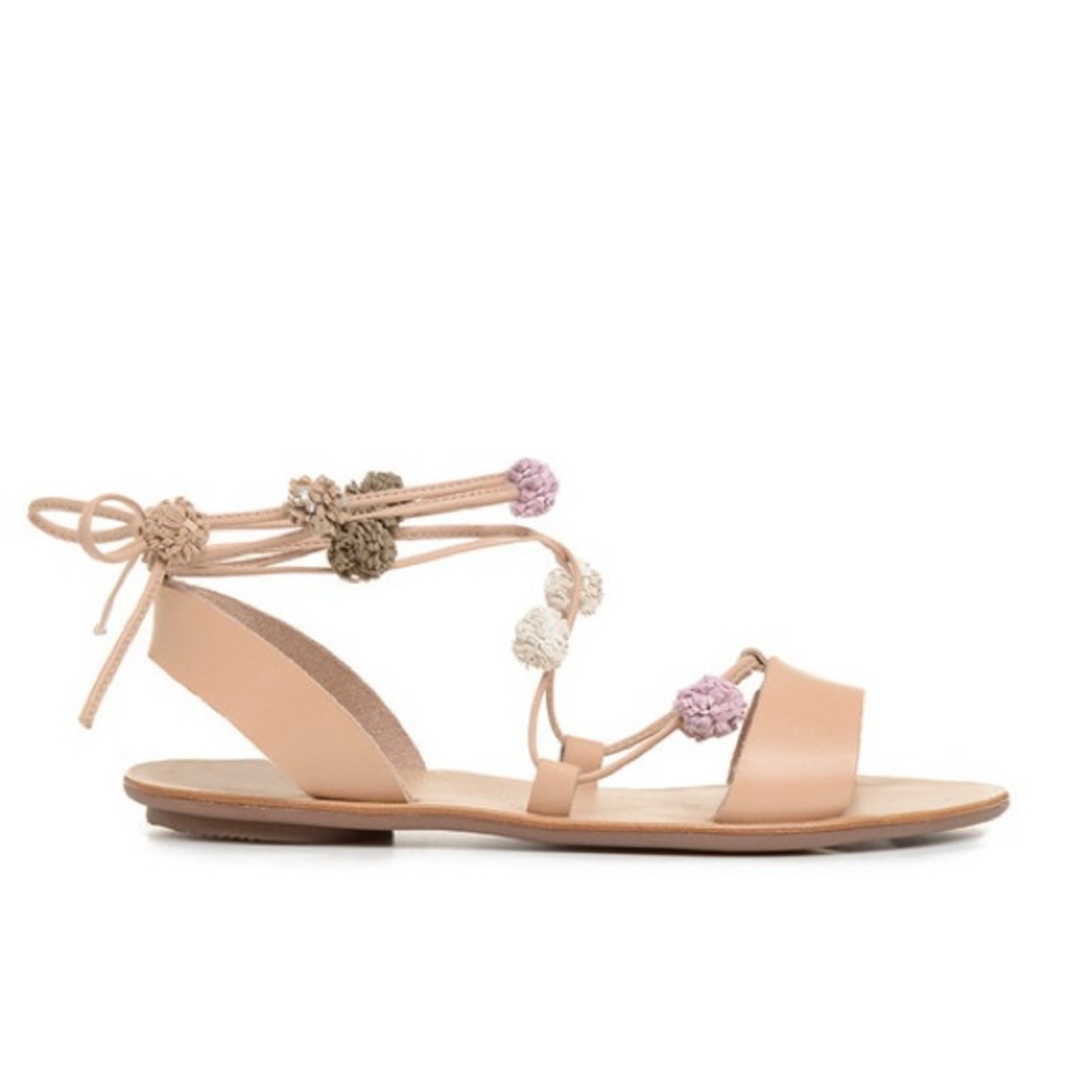 Loeffler Randall Saskia Pom Pom Lace Up Sandals |